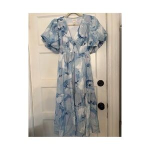 Light Blue Pattern Maxi Dress